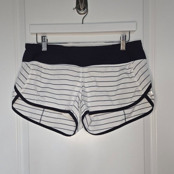 Lululemon Athletica Navy and White Quiet Stripe striped Speed Up Shorts 8 M - Picture 3 of 6